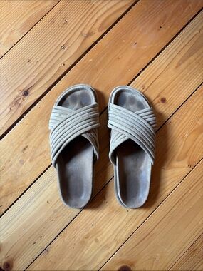 Zara Home Suede Slide Sandals – Beige Crisscross Straps, EU 40 / US 9